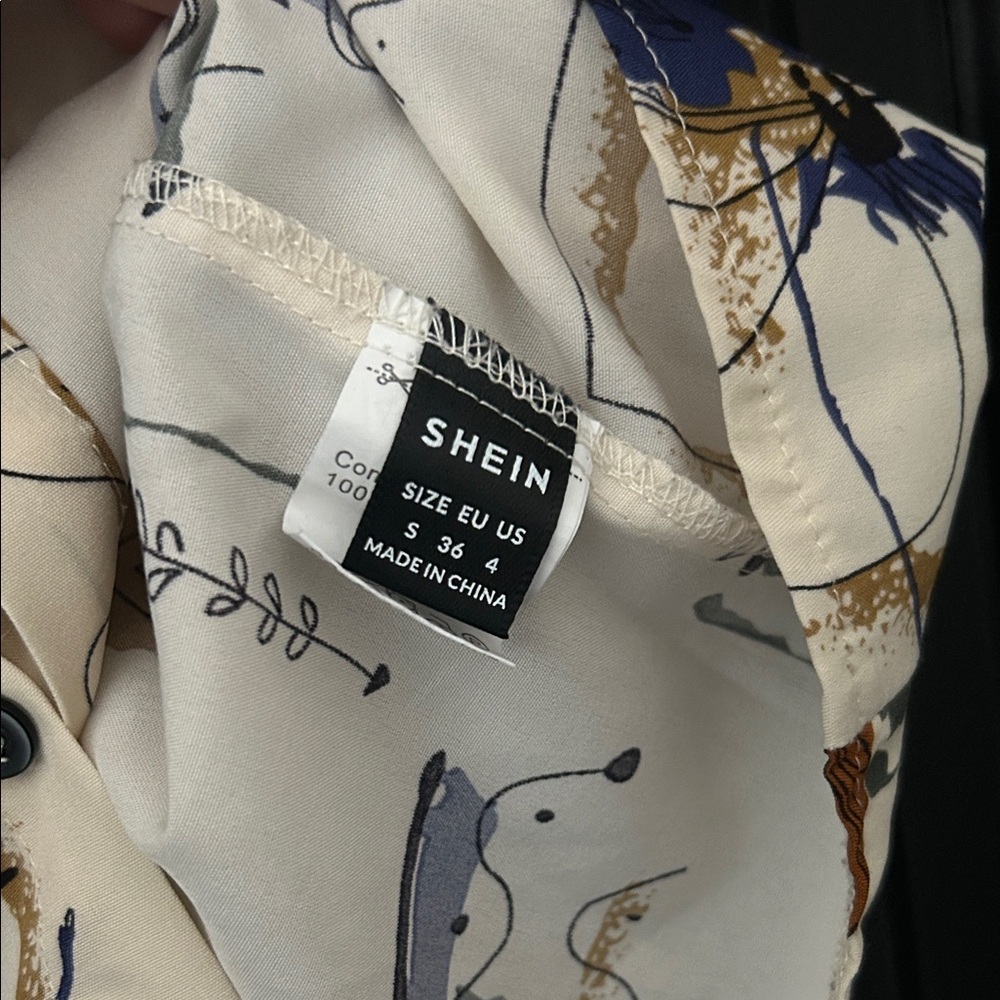 Abstract Print Button Up T-Shirt - Picture 4 of 5